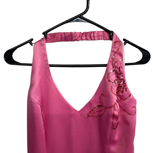 Barbiecore Pink Sequin Gown Masquerade Y2K Lace-Up Size 11/12 - Picture 3 of 9